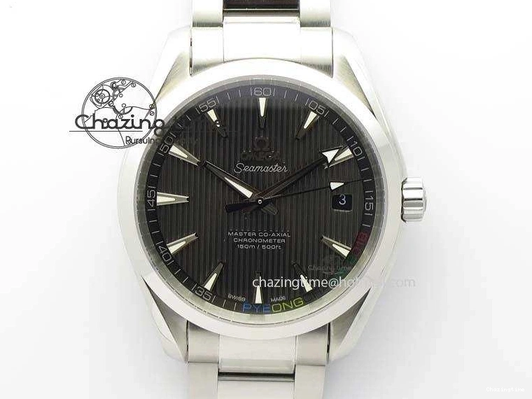 0723 Youthful Aqua Terra ‘PyeongChang 2018’ JHF Best Edition Black Dial On SS Bracelet A 8204